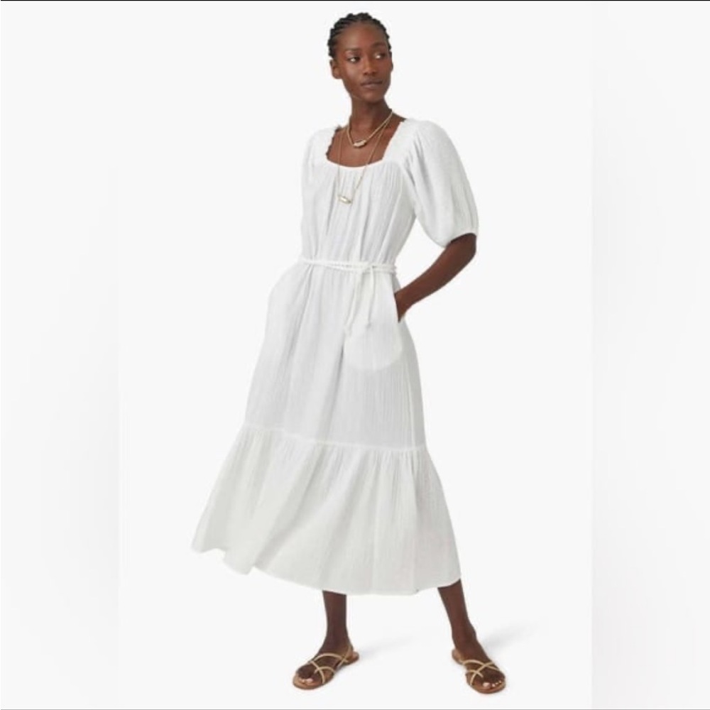 Xirena White Sofia Midi Dress- cotton gauze